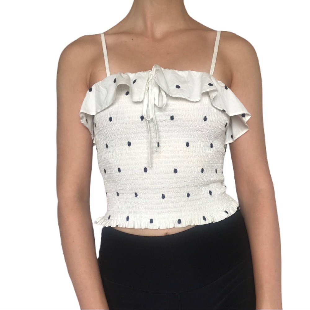 Forever 21 white bandeau cropped ruffle top